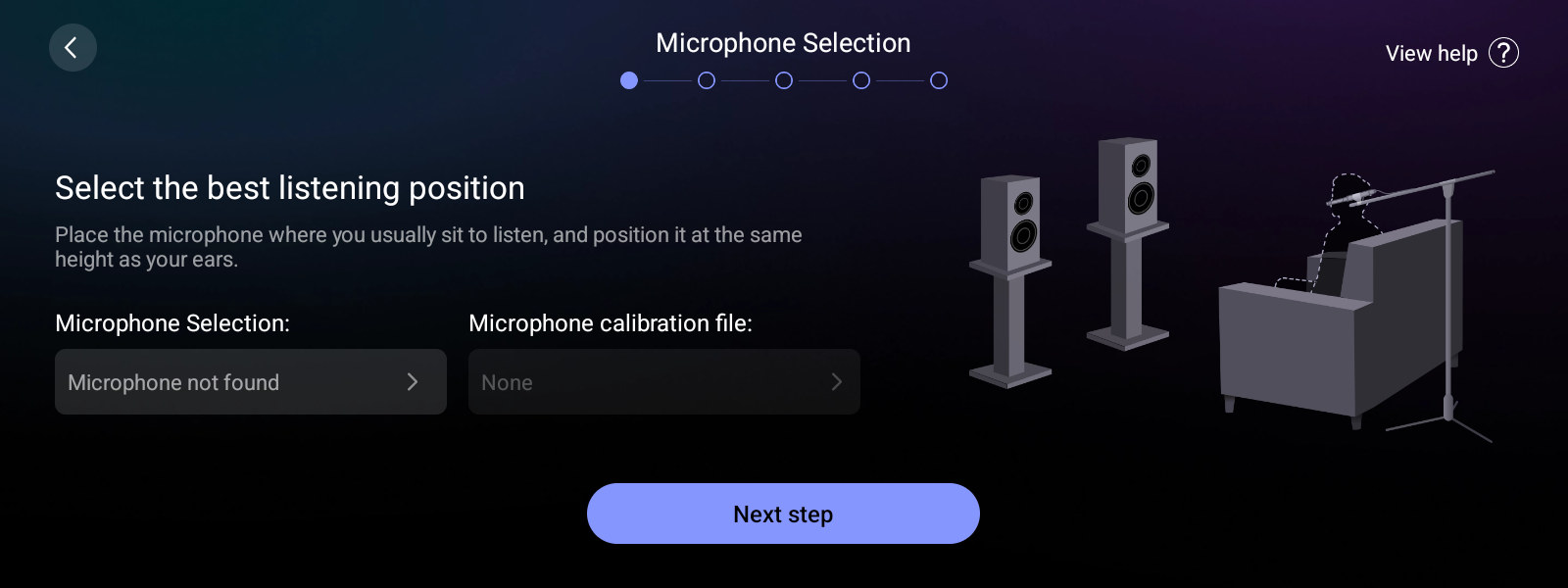 Room Correction의 microphone 위치 안내